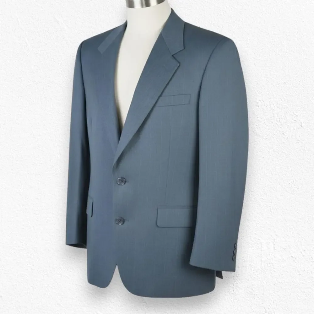Vintage 80s Nino Cerruti Navy Blue Pinstripe Suit Jacket Blazer USA Size 50R